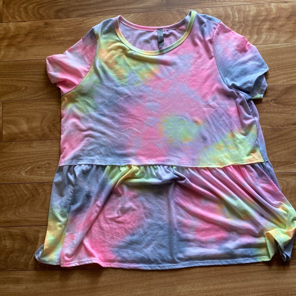 Honeyme Curvy Tye Dye Peplum Top